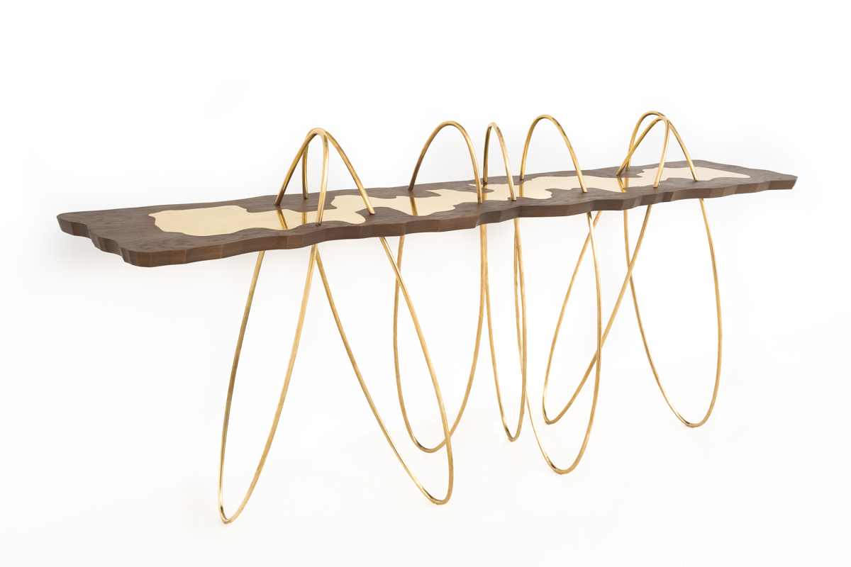 7 Cascades Console - Honey Oak Finish